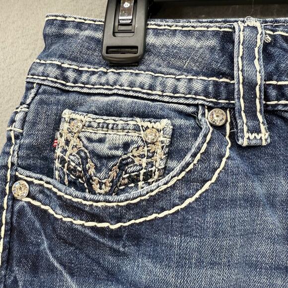 Vigoss Jeans Women's 3/4x21 Blue The Chelsea Capri Embellished Rose Gold Pocket - Picture 4 of 14